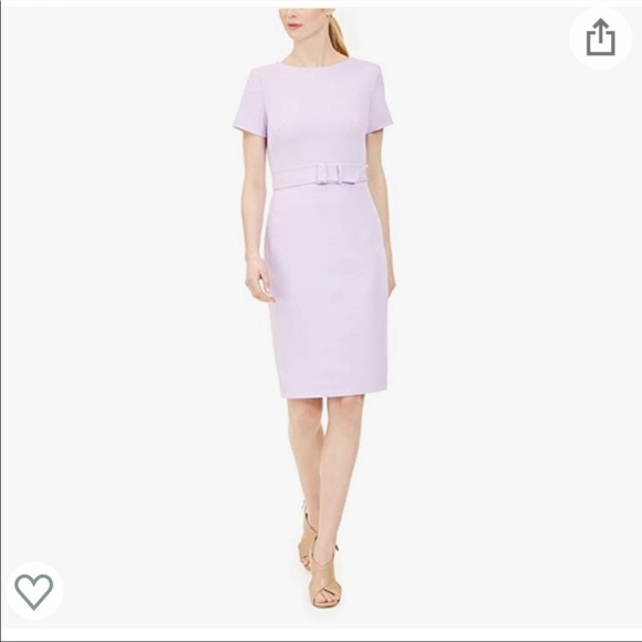 Calvin Klein Dresses & Skirts - NWT CALVIN KLEIN Lilac Belted Short Sleeve Fitted Dress